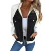 Long Sleeves Women Jacket Patchwork Raglan Shoulder Turn Down Cardigan Zip Up Pockets Color Matching Fall Winter