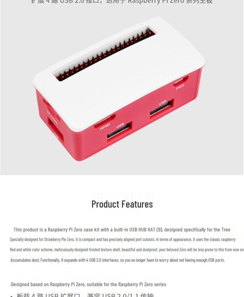 Raspberry Pi 4/Zero USB 2.0 4-Port Erweiterungsplatine mit Pin-Header-Design