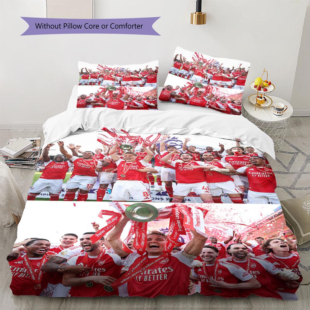 Arsenal Players Pattern Bedding Home Decoration Birthday Gift ( 1 Duvet Cover + 2 Pillowcase, Without Core),fan Merchandise.