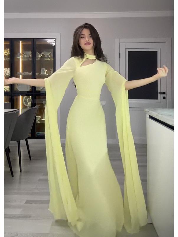 2025 Damen Einfarbiges Pendlerkleid mit Kappenärmeln