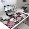 Floral Skull Extended Desk Mat Non Slip Rubber Base Stitched Edge Gaming Keyboard Table Mat For Office Laptop Computer Setup
