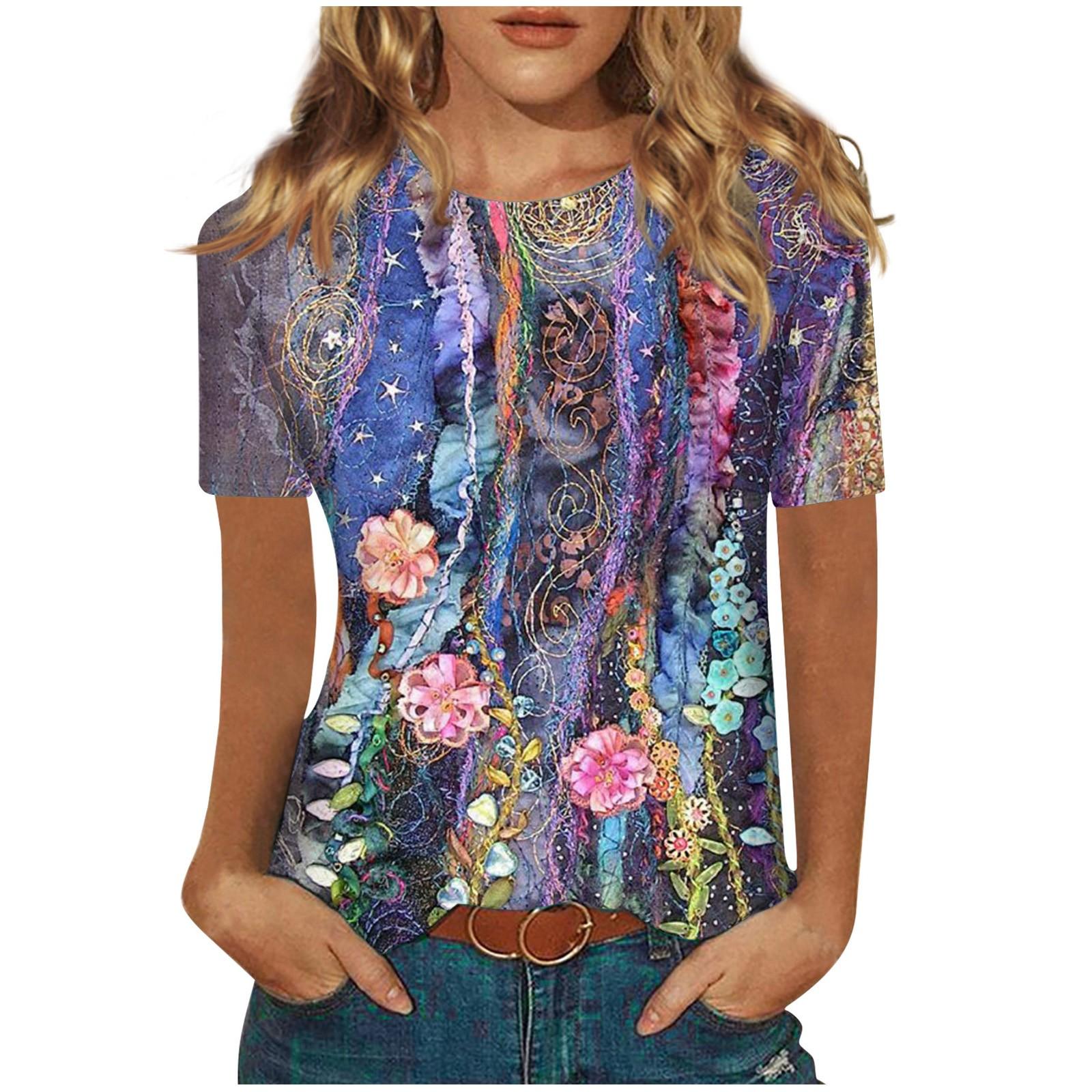 

Рубашки с коротким рукавом для женщин, милые футболки с графическим принтом, блузки, повседневные базовые топы больших размеров, пуловеры