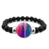 LGBT Rainbow Snap Bracelet Vintage Jewelry Black Beaded Bracelet for Women Men Couple Gift