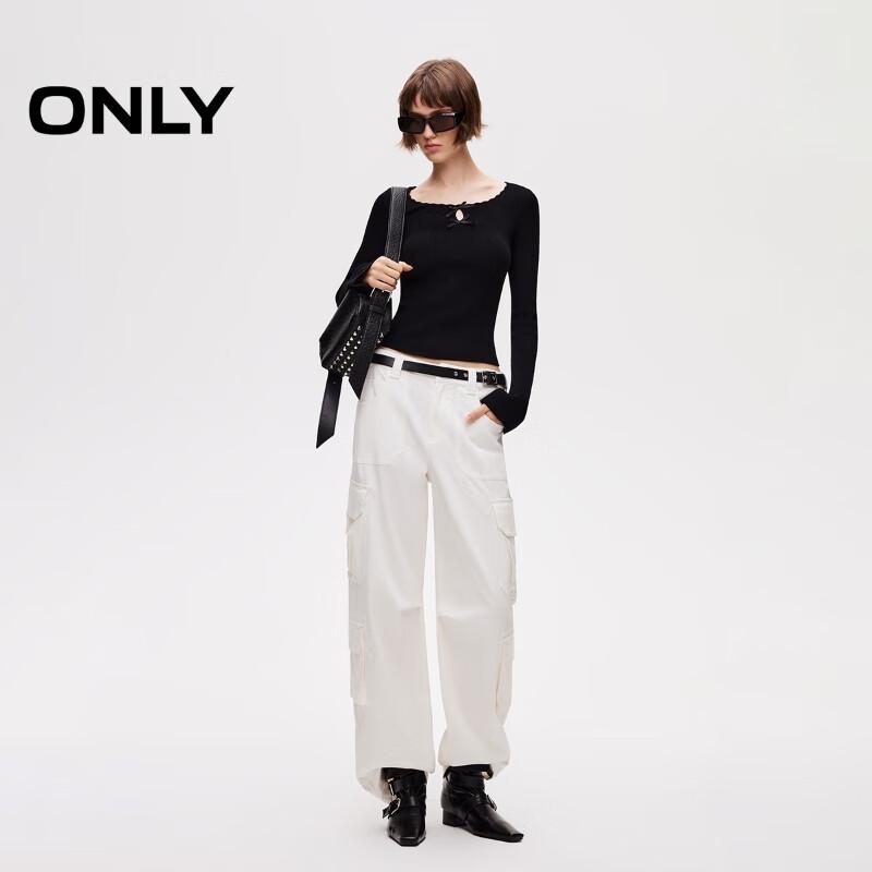 ONLY Women's Lace Trim Flared Sleeve Knit Top