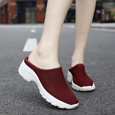 2025 Spring and Autumn New Fashion Casual Shoes Women's Fly-woven Half-drag Platform Shoes Trend One-pedal Women's Shoes