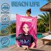 Custom Name KPop Cartoon Beach Towel Microfiber Beach Towel, Lightweight and Quick-Dry, for Summer Travel, Swimming Pool Gift