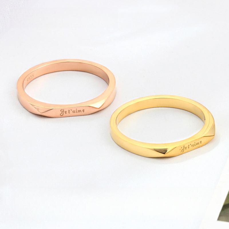 Simple Ins Letter Ring Niche Design Sense Versatile Ring Does Not Fade Titanium Steel Electroplating Women
