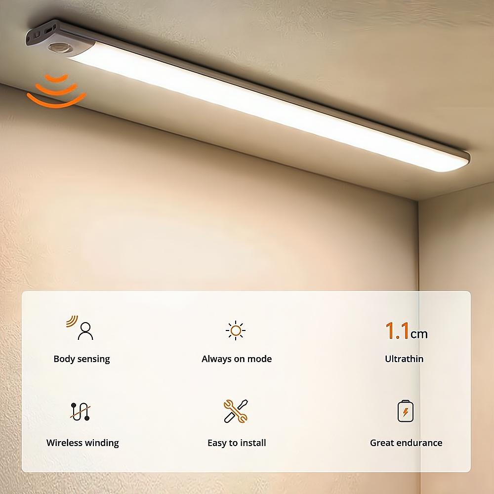 Night Light 3color In One Home Lamp Motion Sensor Wireless USB Under Cabinet Dormitory Wardrobe Closet Cupboard Indoor Lighting