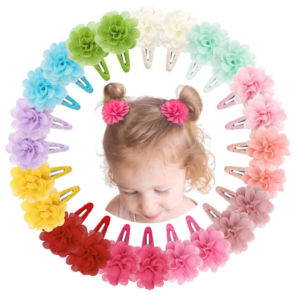 6Pcs Cute Chiffon Flower Slip Bangs Hair Clip, Princess Hair Accessory, Suitable for Girls Daily Use, Ideal Choice As a Gift
