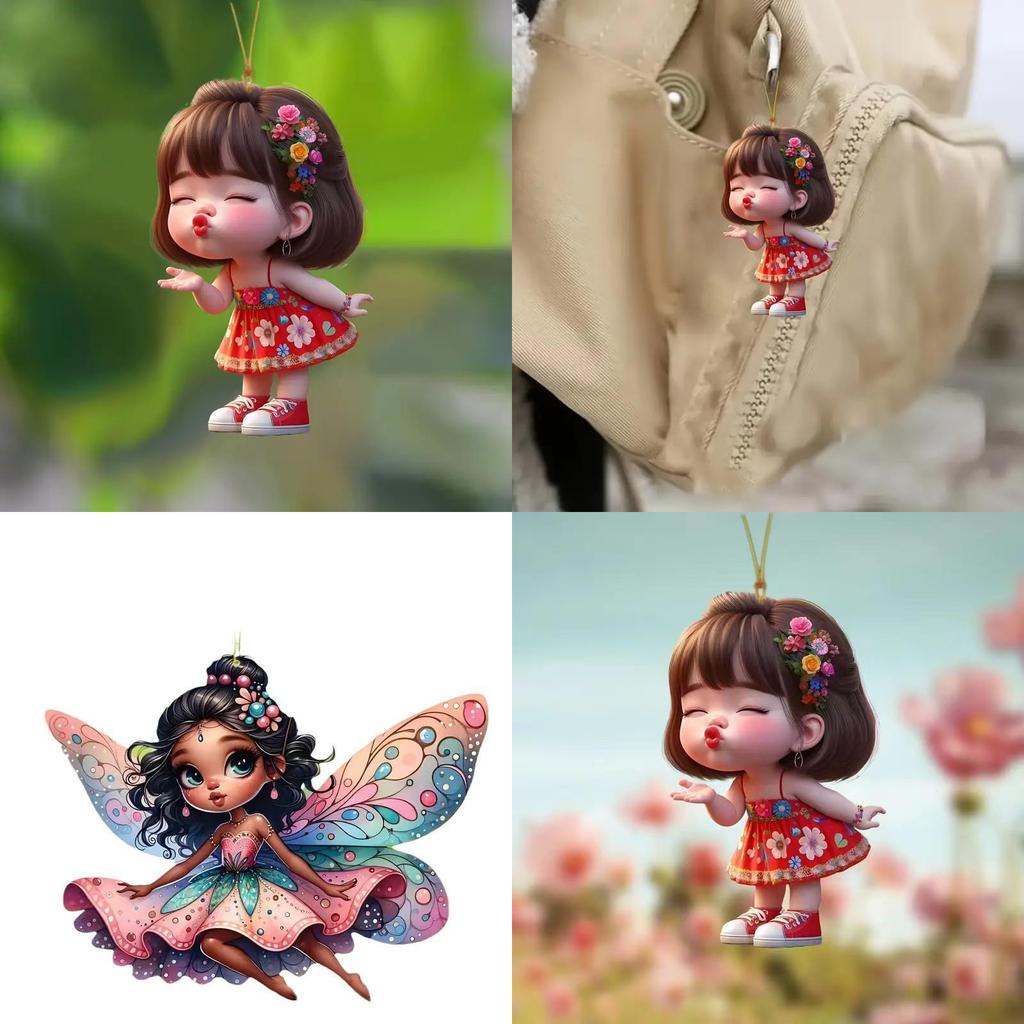 Car Mirror Hanging Acrylic Decorative Girl Series Cartoon Style For Vehicle Interior Decor