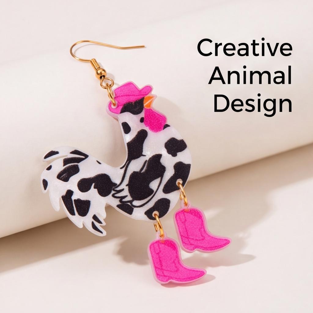 2D acrylic Christmas chick fun animal shaped earrings