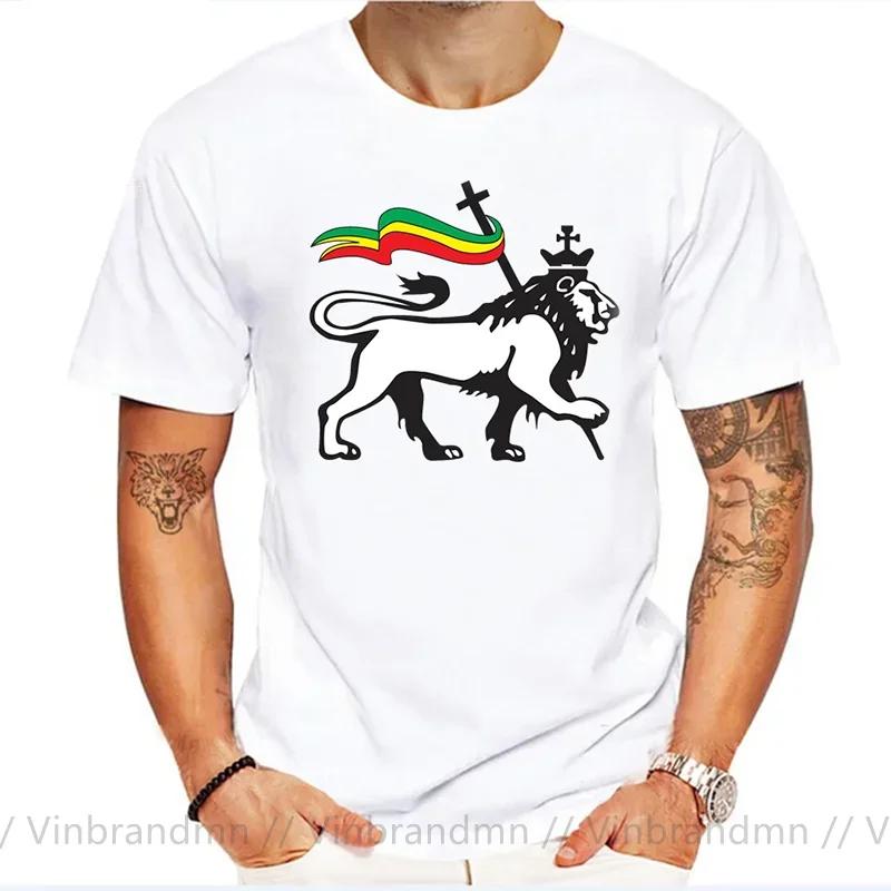 Novelty Red Yellow Green Stripes Rasta Lion Of Judah T Shirt Unisex Rastafarian Reggae Ethiopian Lion Flag Tshirt Jamaica Clothing