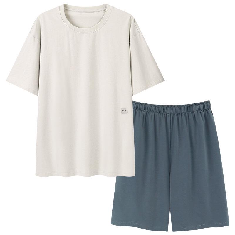 Modal Men's Summer Pajamas Set - Short Sleeve Pullover and Shorts for Cooling Comfort