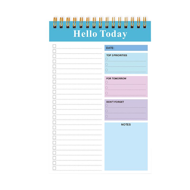 

Блокнот для списка дел для работы - 52 отрывных листа, спиральный ежедневник-чеклист, органайзер для планирования синий