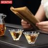 1-2 STÜCK 40ML Japanischer Stil Blütenblatt Kleine Teetassen Einzelne Tasse Spezielle Hitzebeständige Glas Teetasse Kristall Meistertasse Transparent