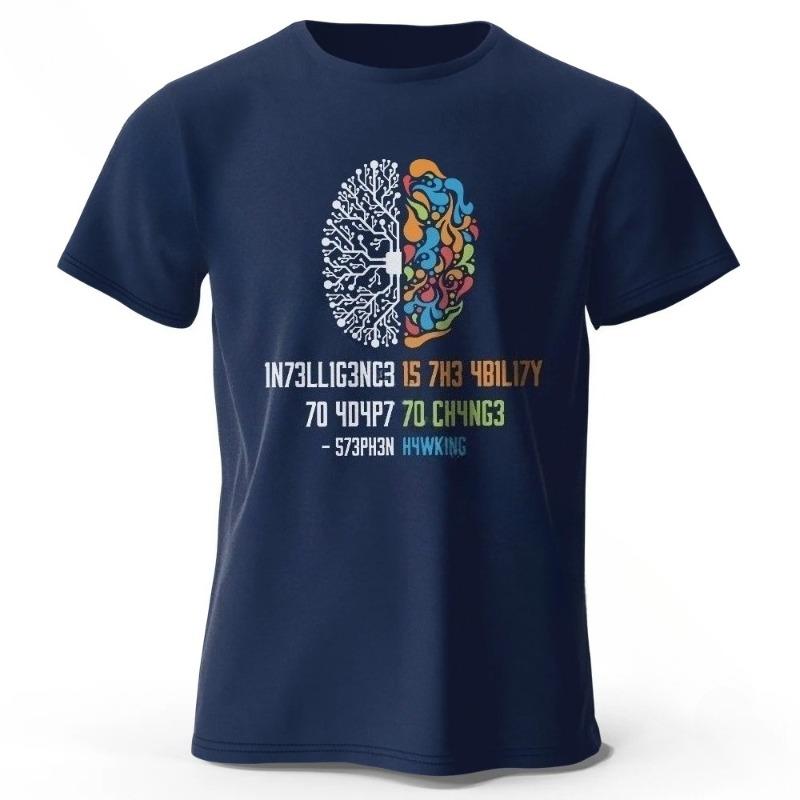 Funny Brain Power Printed 100 Cotton TShirt Soft  Breathable Casual Tops Round Neck Short Sleeve fashion Unisex Quirky Style