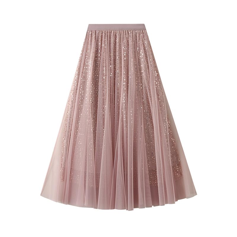 JINJUDUO Pleated Tulle Perfect for and This long skirt features a flowy flared midi skirt with an elastic This stylish skirt is perfect for a