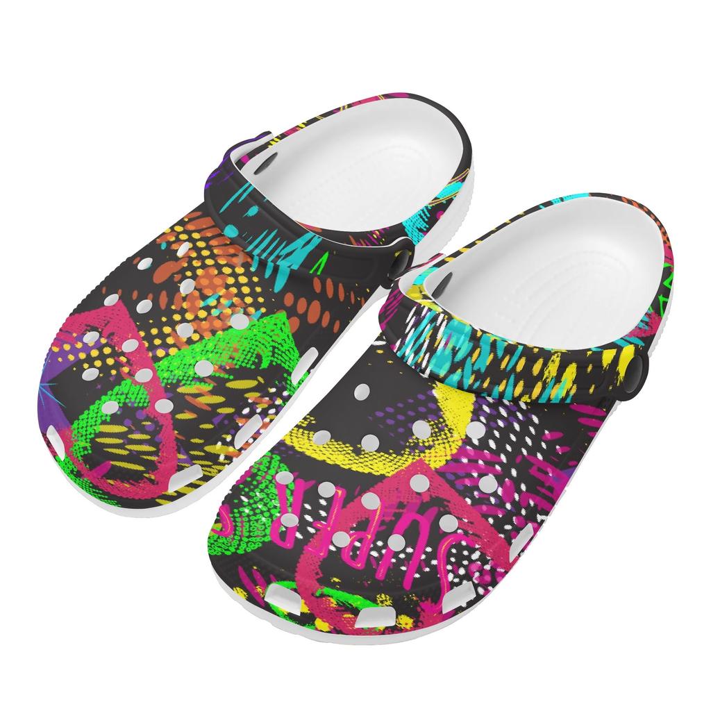 Women Men EVA Clogs Color Printed Breathable Slip On Garden Shoes Lightweight Beach Pool Bathroom Home Sandals Lightweight Wear