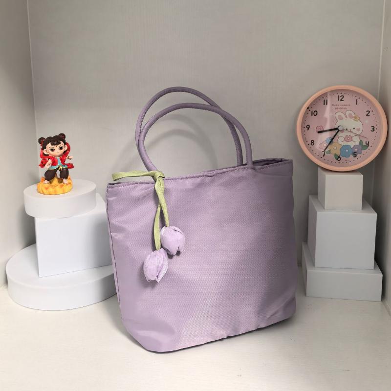 Casual Nylon Shoulder Tote Bag Lovely Tulip Pendant Lightweight Large Capacity Women Handbag for Commute Grocery Shopping
