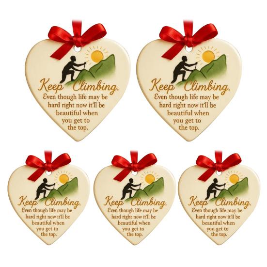Keep Climbing Heart Ornament Inspirational Heart-Shaped Rock Climb Hanging Ornament for Xmas Tree Keepsake