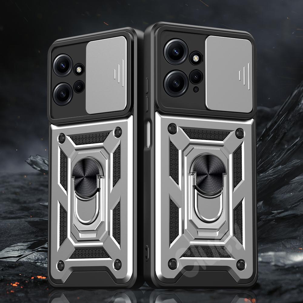 For Redmi Note 12 4G 5G Camera Shockproof Armor Case For Redmi Note 13 12 Pro Plus Car Magnetic Holder Ring Protect Cover