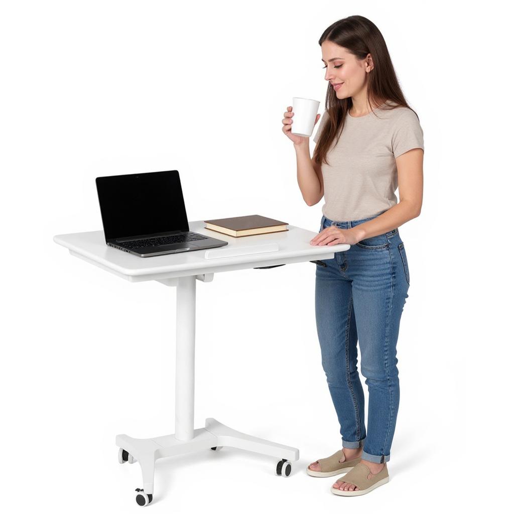 Pneumatic Laptop Standing Desk Adjustable Height Standing Desk Folding 90 Degree Tiltable for Home Office Classroom