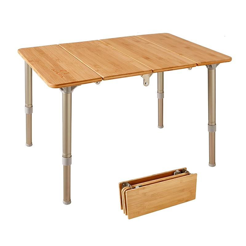 

ATEPA outdoor table folding Made of bamboo camp desk height adjustment bamboo low table Comes with storage bag