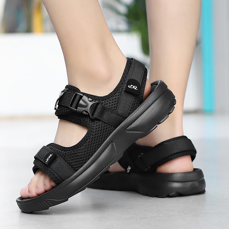 Non-Slip Men's Sandals for Summer New Wear-Resistant Breathable Simple Black-Soled Men's Business Beach Comfortable Roman Sandal