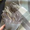 New Wool Warm Scarf for Women in Color Blocked Plaid Scarf Long Tassel Scarf Thickened and Warm