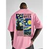 Men's summer 100% pure cotton fashionable casual loose tribute Van Gogh famous painting printed round neck short sleeved T-shirt