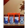 Jingdezhen Ceramic Tea Cup, Large Capacity Thermos Cup, Portable Cup with Lid, White Porcelain Portable Outdoor Cup
