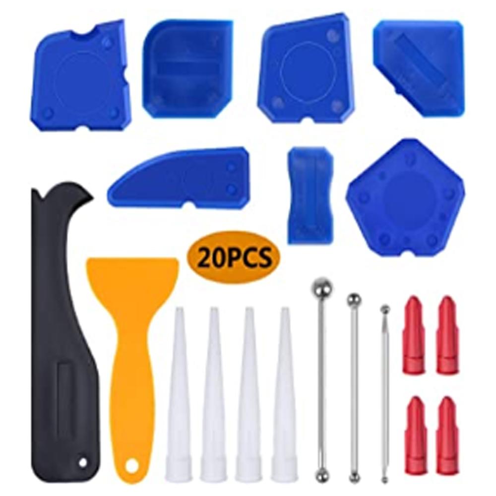 K-032 20PCS Sealant Caulking Tool Kit Sealant Tools Silicone Sealant Finishing Tool Grout Scraper Caulk Remover Silicone Scraper Grout Scraper