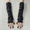 Mangas Punk de Halloween Meio Dedo com Luvas Rasgadas - Estilo Y2K Hot Girl