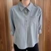 New ArrivalS Open Run Women S Rayon caSual One Pocket 7 8 Sleeve Collar Shirt