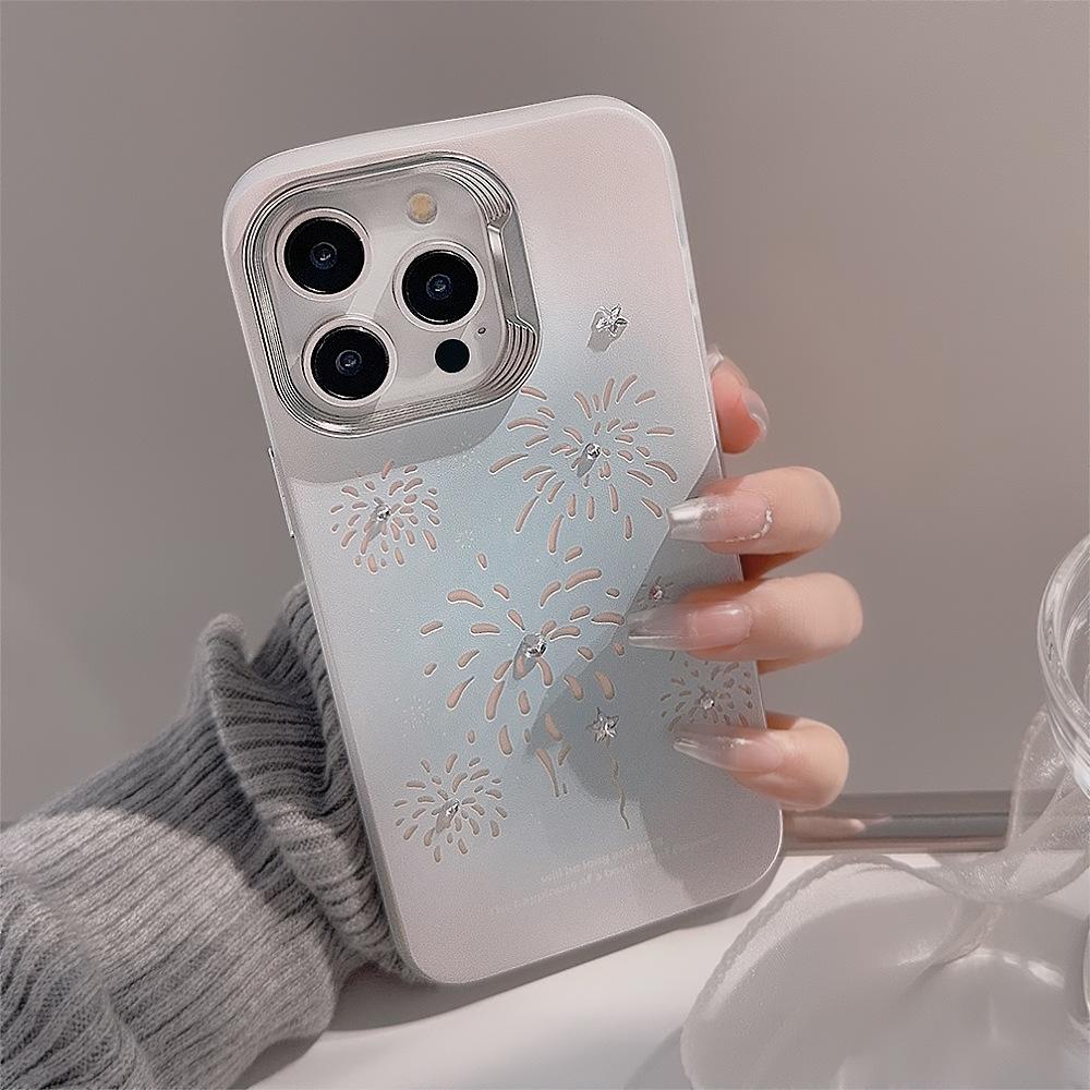 Smudge Blue Fireworks Iphone15 Suitable for 14Promax Mobile Phone Case 12 Apple 13 Laser 11 Bear Bracelet