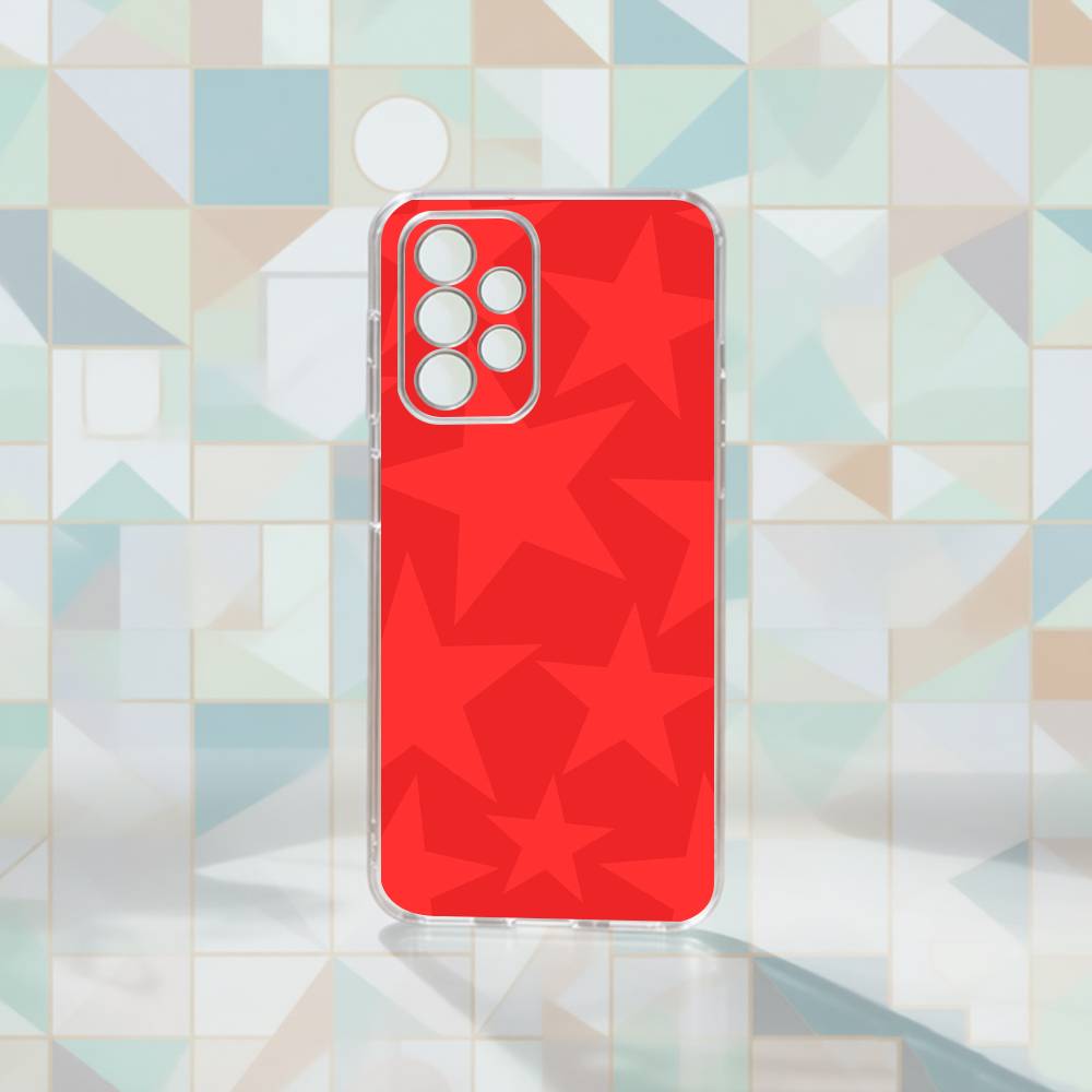 Ins Korea Red Stars   Phone Case For Samsung S25,S24,S21,S22,S23,S30,Ultra,S20,Plus,Fe Transparent Cover