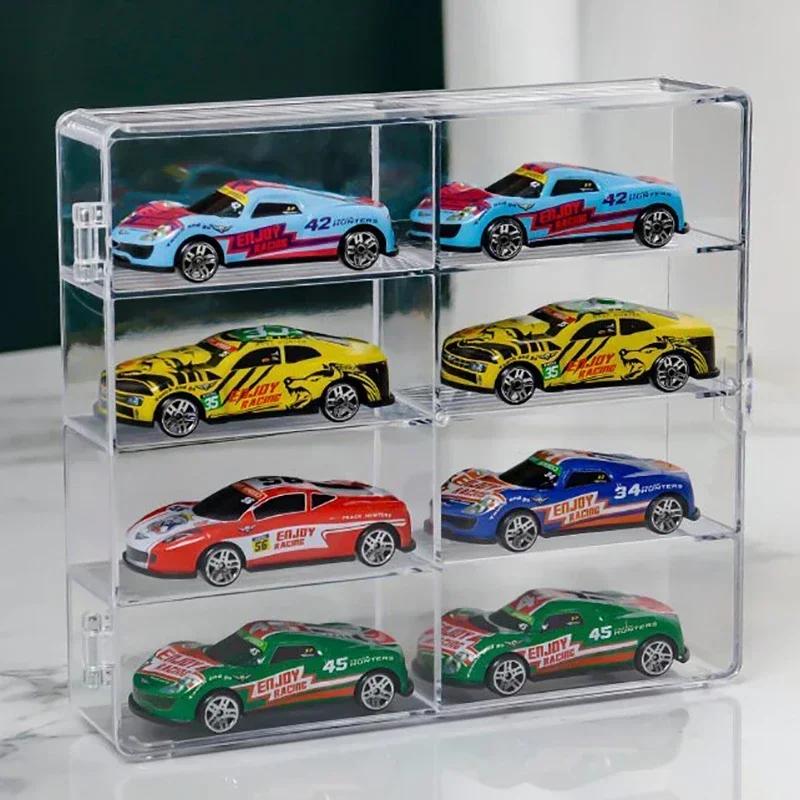Acrylic Car Display Box 1:64 For Hot Wheels Car Model Toy 8 Grid Cabinet Rack Dustproof Stackable Car Storage Boxes Transparent