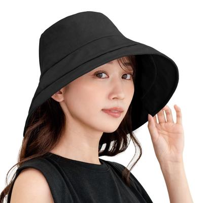 UV-Schutz Hut Schutzrate x Schattierungsrate oder mehr x von einem japanischen Sonnenhut mit Kinn Newsboy-Kappe für Damen und Schwarz [Stoff] [UV 100% 99,99%]