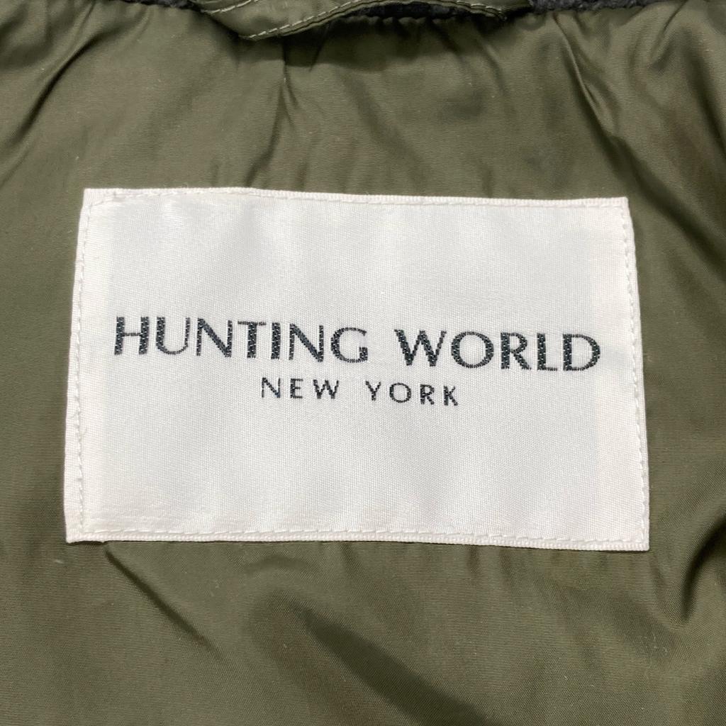 HUNTING WORLD Khaki x Gray Boa Switching Nylon Coat coat 44 khakiUsed