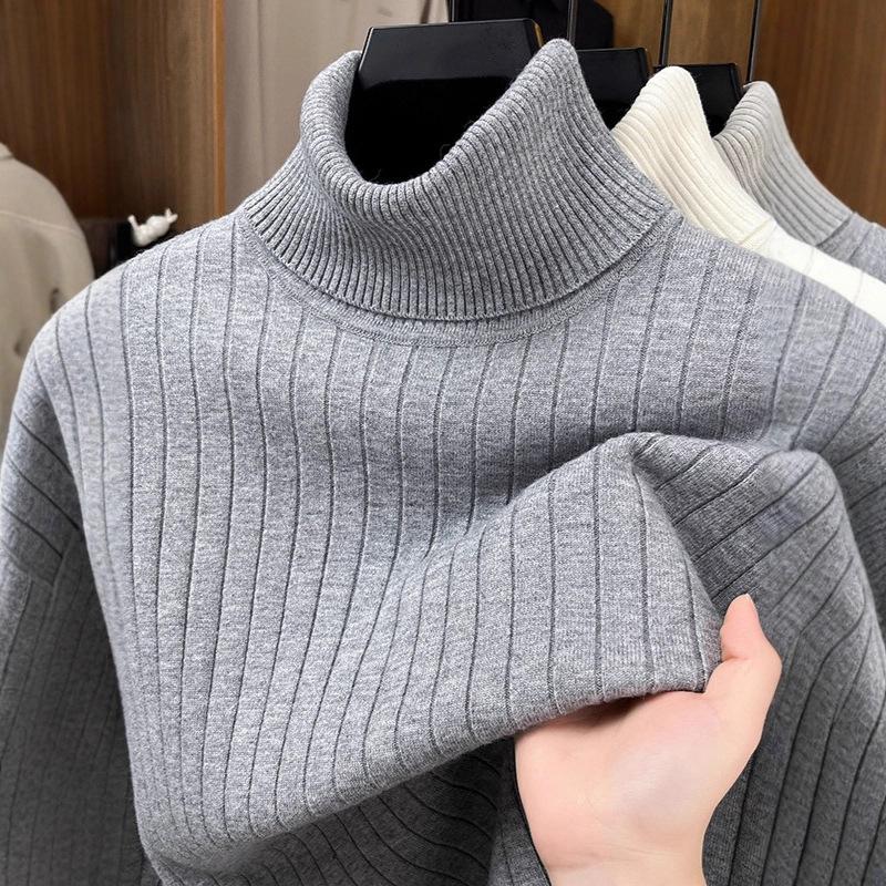Men's High-Neck Knitted Sweater: Warm, Casual, Stylish Pullover for Winter