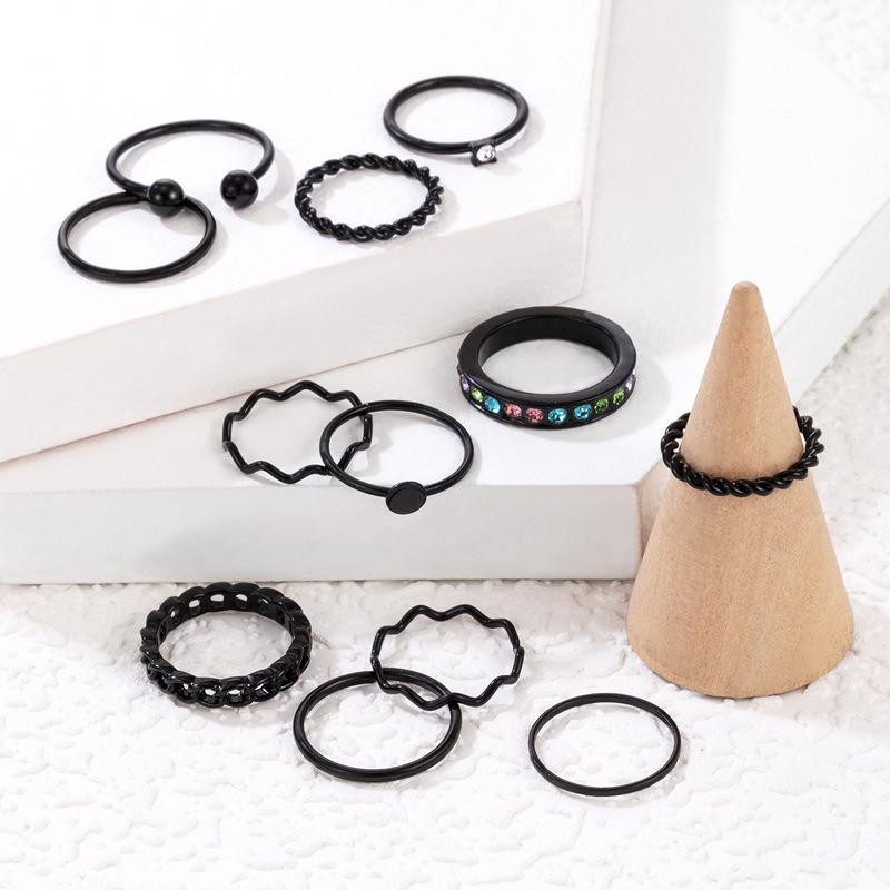 Accessories Butterfly Dark Love Open Multi-joint Stacked Ring Set