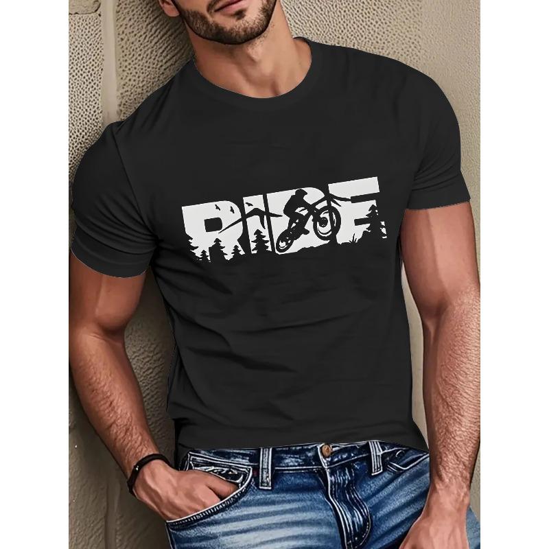 

Summer New Fashion Street Casual Bicycle Print Comfortable Soft Round Neck T-Shirt 4XL чорний