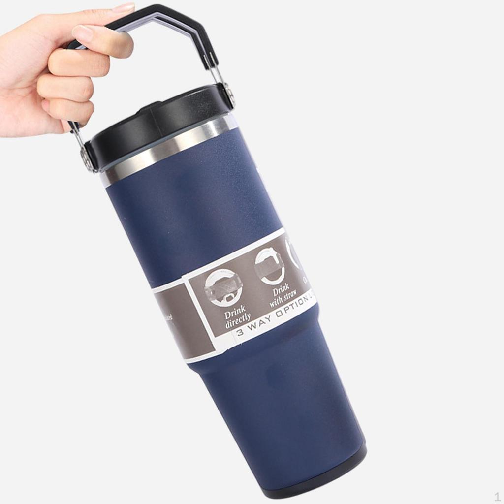 30 Travel Tumbler with Handle, 9.2 Inch Tall Coffee Mug, Fits Car Holder, Double Wall Insulated