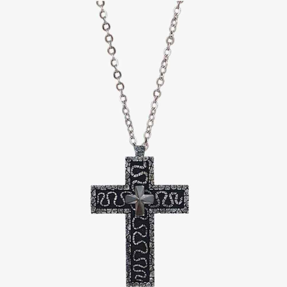 

With Secret Compartment Cross Pendant Necklace Openable 3D Printed Chain Pendant Necklace Zinc Alloy Vintage Charm Jewelry Gift срібний