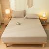 Solid Color Brushed Fitted Bed Sheet Set with 2 Pillowcases Soft Comfortable Non Slip Mattress Protector Cover for Single Double