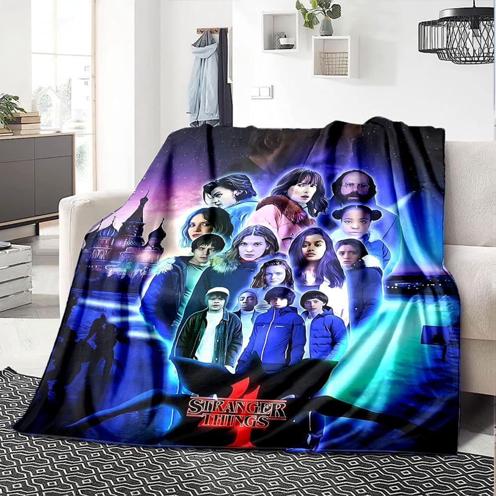 1pc Stranger Things Adventure flannel Blanket for Super Soft Cute Comfort Blanket for Travel Bedding Couch Sofa Blanket Y82527
