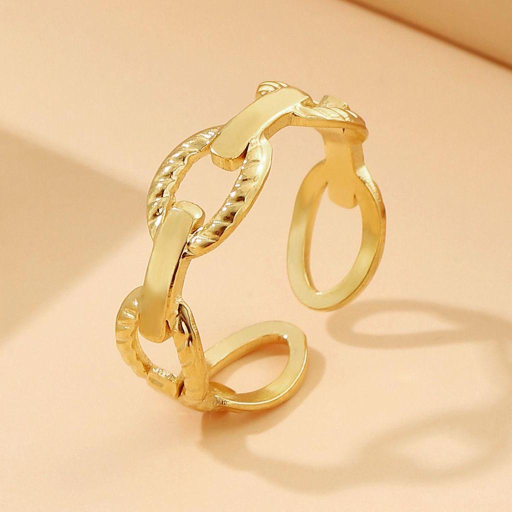 Retro Geometric Stainless Steel Open Ring - Cool Style Titanium Design