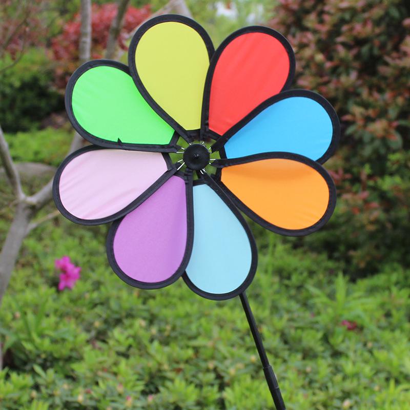 Colorful Eight-Leaf Cloth Pinwheel Spinner - Ideal for Kids’ Garden or Real Estate Decor