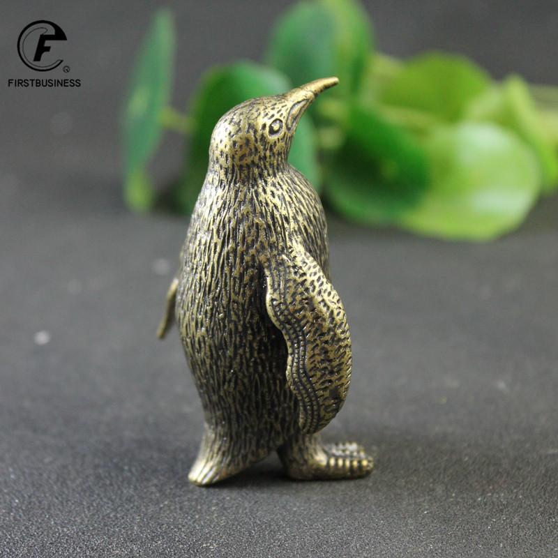 Solid Brass 210g Antarctic Penguin Figurines Miniatures Office Desk Ornament Tea Pets Paperweight Vintage Animal Statue Crafts