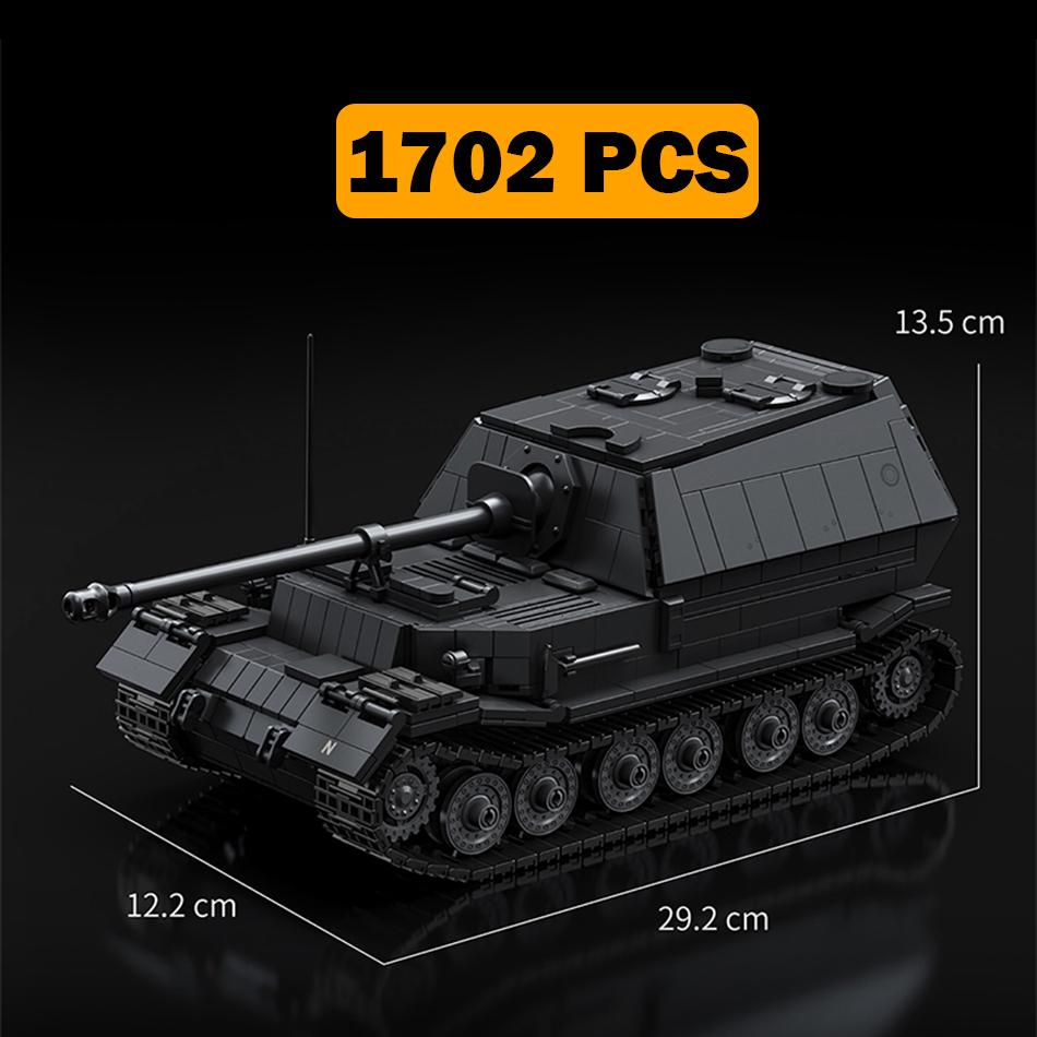 WW2 Jagdpanzer Tiger P Elefant Tank Building Blocks German Ferdinand Heavy Tank Destroyer Manstein Soldiers Bricks Toy Kids Gift Paper Manuals